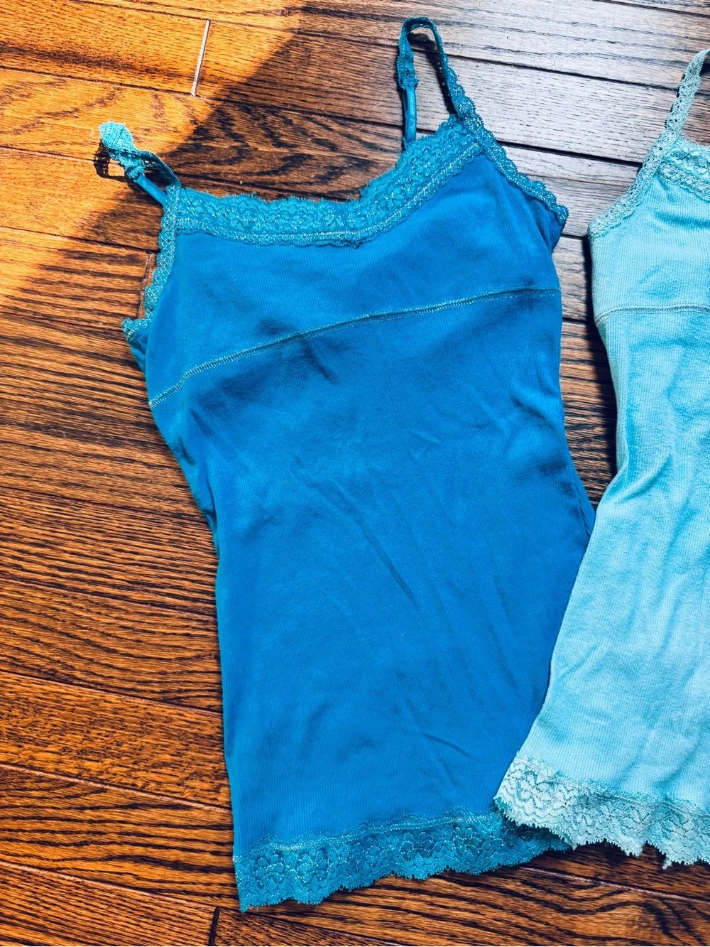 Justice Girls 3-Pack Lace Trim Camisoles - Bright Pink, Aqua, Teal